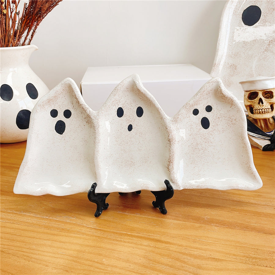 Feblilac Halloween Décor Ceramic Plate Halloween Dinner Plate Triple Dish Plate Children's Cartoon Festive Par - view 2