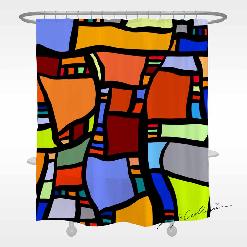 Feblilac Colorful Geometric Figure Shower Curtain