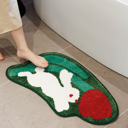 Feblilac Easter Misty Forest Ins Rabbit Tufted Bath Mat