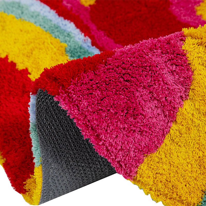 Feblilac Red Yellow Abstract Dizzy Area Rug, Wave Style Mat for Bedroom Bathroom