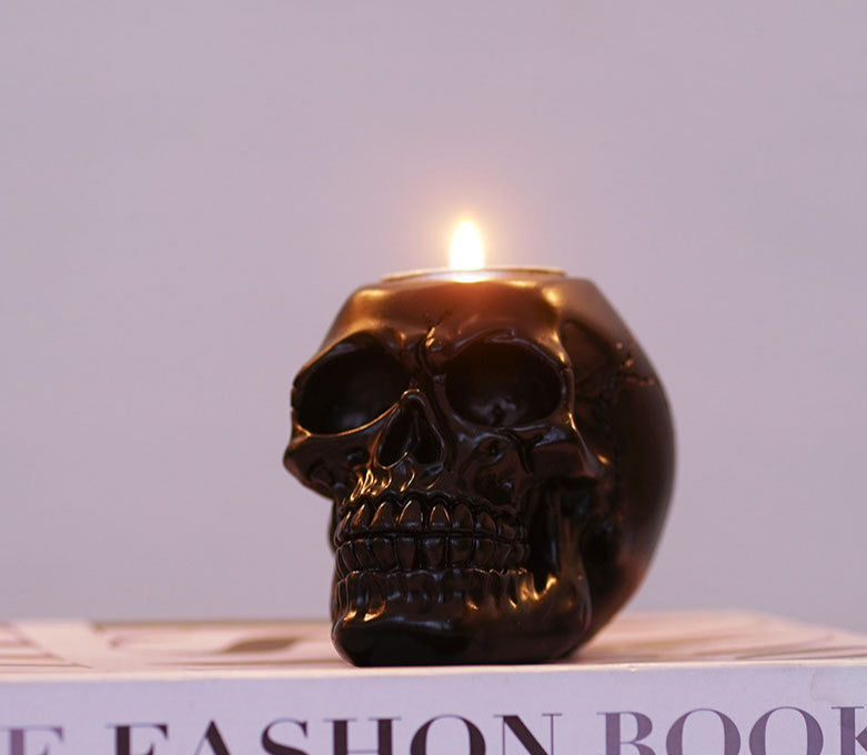 Feblilac Skull Candle Holder Ornament Atmosphere Decoration Props Halloween Home Resin Crafts