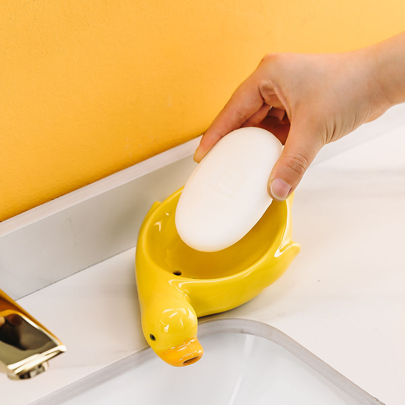 Feblilac Creative Cute Duck Soap Box for Bathroom