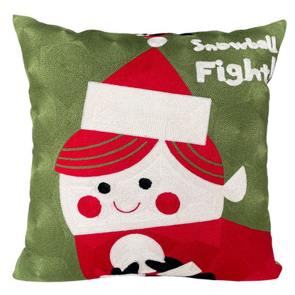 Christmas Snowman Pillow Cushion, Red Holiday Gift Home Decor