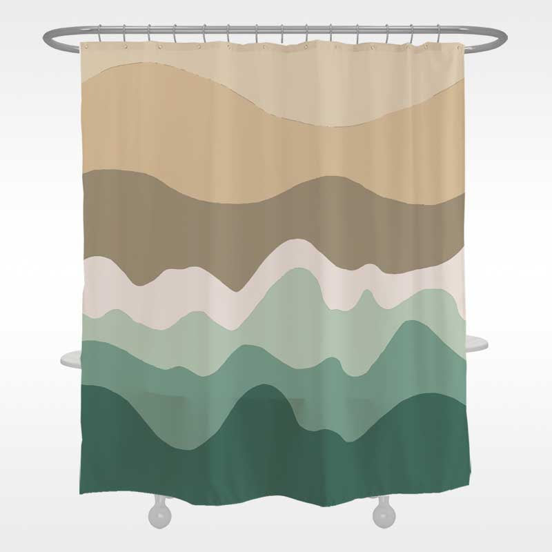 Feblilac Abstract Blue Wave Ocean Shower Curtain