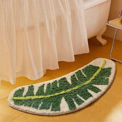 Feblilac Leaves Tufted Bath Mat