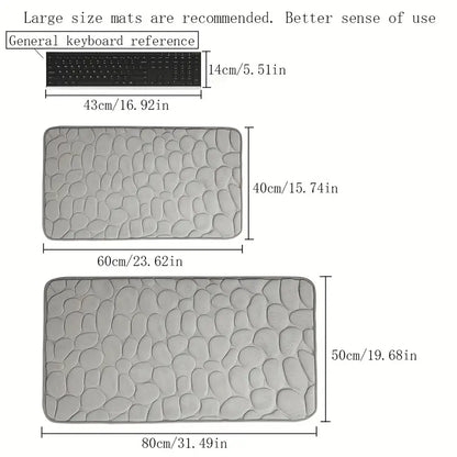 Feblilac Luxurious Memory Foam Cobblestone Bath Mat