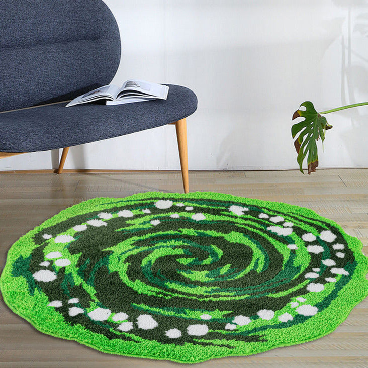 Feblilac Green Swirl Tufted Bath Mat