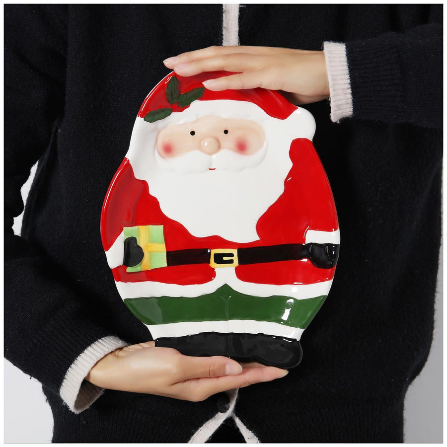 Santa Claus Pine Tree Ceramic Tray, Cute Holiday Plate for Kitchen Dessert Tableware, Christmas Decor - view 3