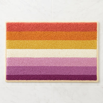 Feblilac Colorful Striped Tufted Bath Mat – Soft Absorbent Non-Slip Bathroom Rug
