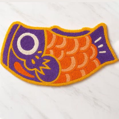 Feblilac Koi Fish Tufted Bath Mat – Colorful Non-Slip Absorbent Rug for Bathroom, Entryway & Bedroom