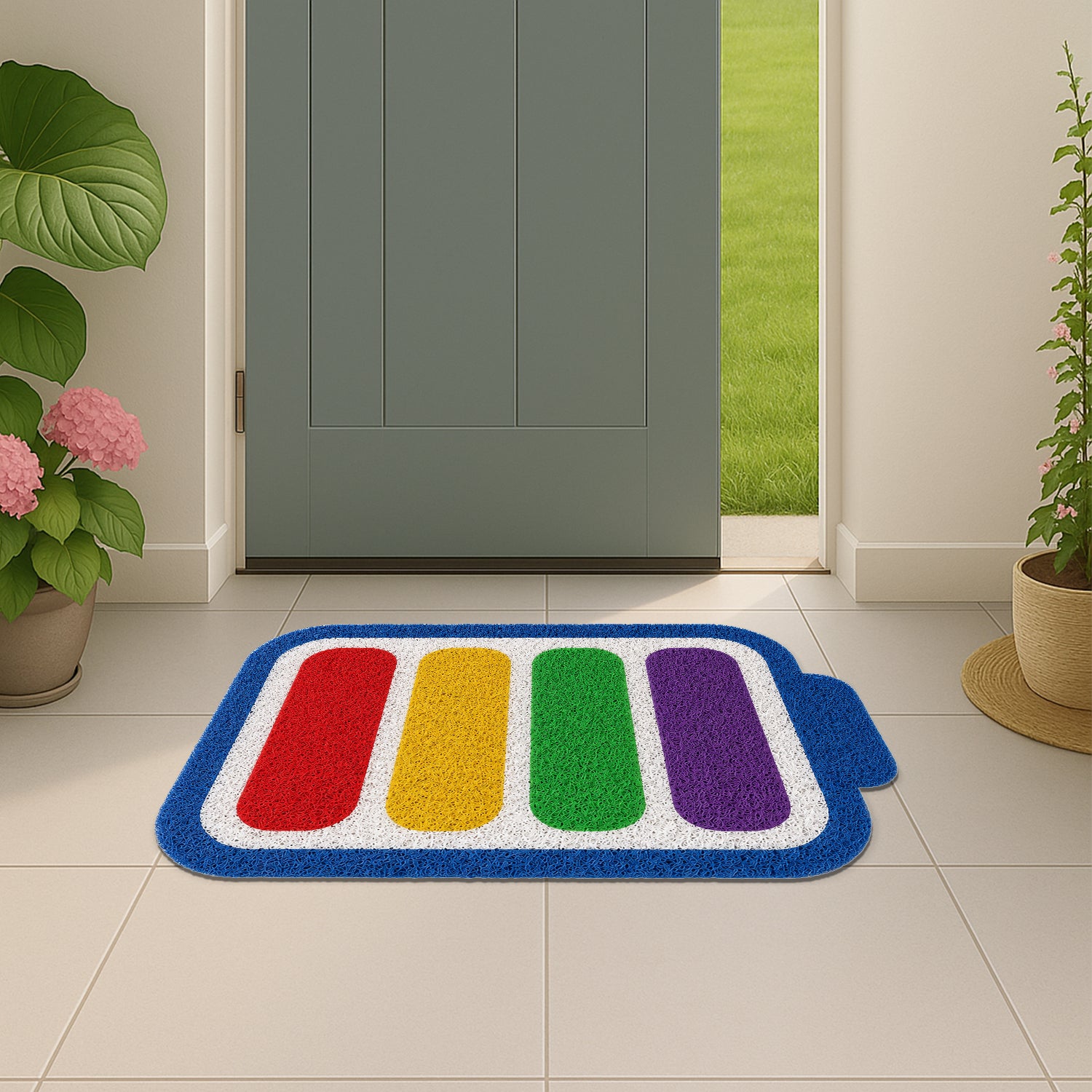 Feblilac Rainbow Battery PVC Coil Door Mat - Scene 4