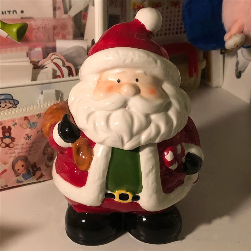 Santa Claus Storage Can, Cute Holiday Home Desk Decor, Ceramic Container