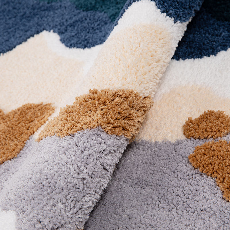 Feblilac Pink Moss and Mountain Bedroom Mat, Nature Style Area Rug - view 2