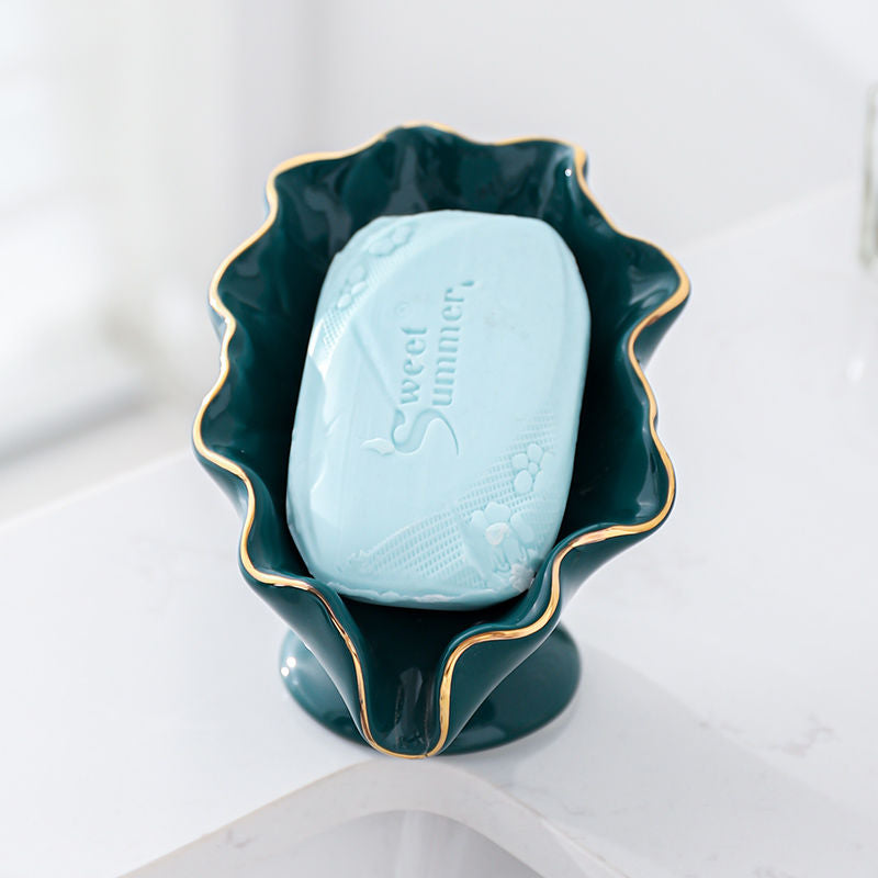 Feblilac Creative Lotus Leaf Shape Soap Box Soap Box for Bathroom - view 2
