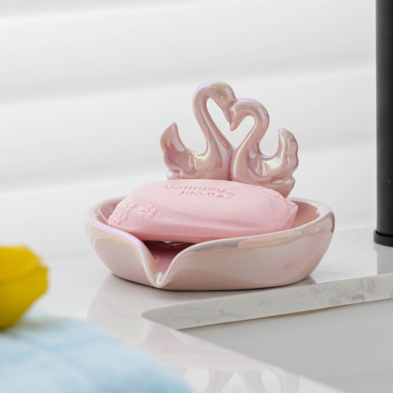 Feblilac Creative Love Swan Ceramic Soap Box - view 3