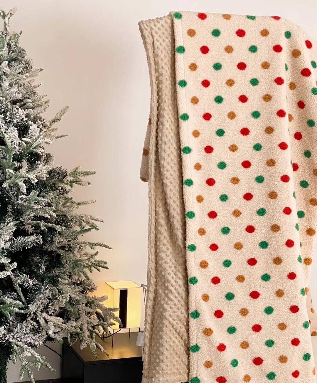 Christmas Polka Dots Blanket, Colorful Holiday Home Sofa Decor