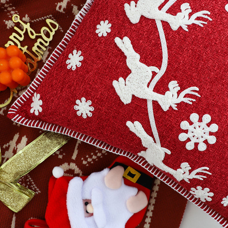 Christmas Pillow Cushion, Pine Tree Snowman Holiday Decoration, Throw Pillow
