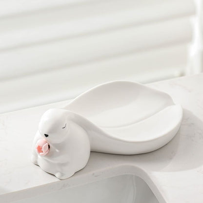 Feblilac Rabbit Soap Box for Bathroom