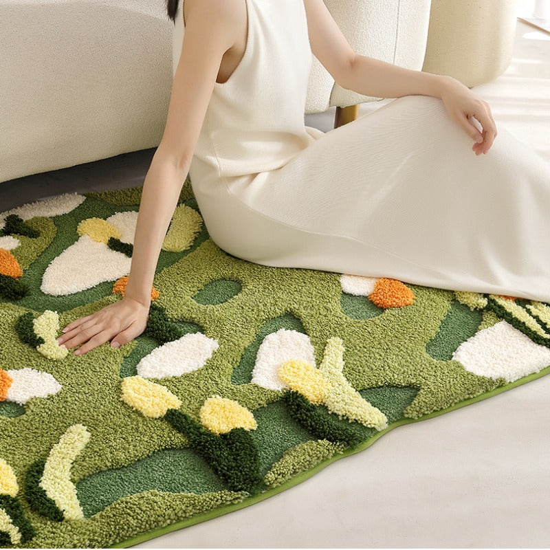 Feblilac Green Little Fresh Handmade Tufted Acrylic Livingroom Carpet Area Rug - view 2