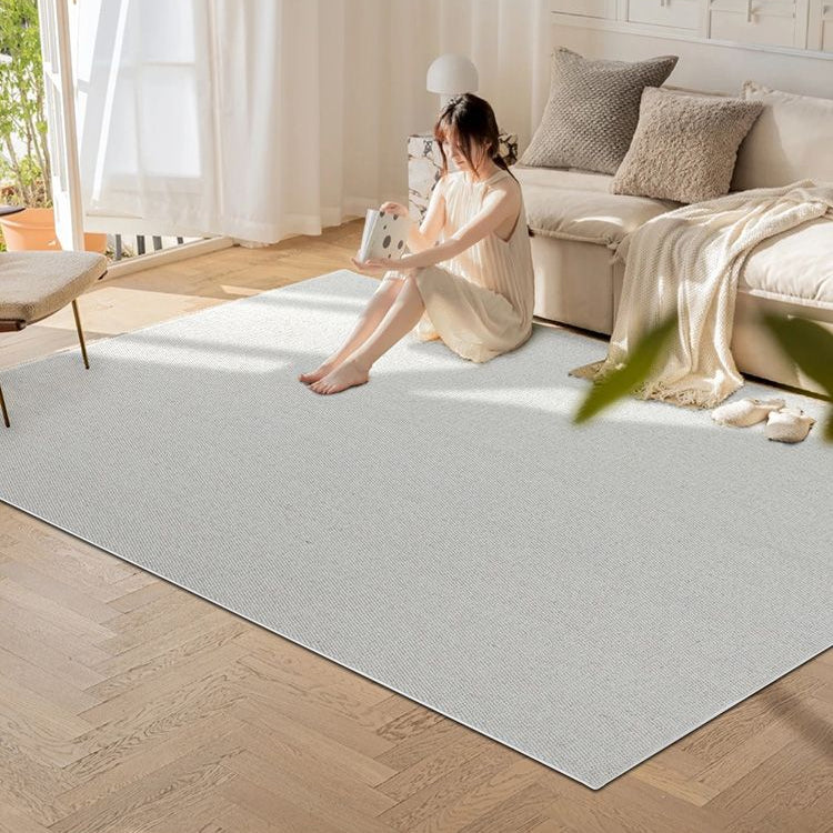 Solid Color Wool-Woven Area Rug, Wabi-Sabi Style Carpet for Living Room Bedroom