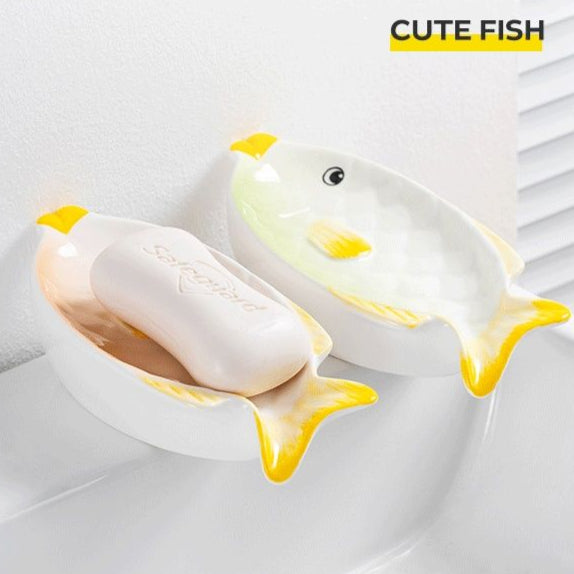 Feblilac Ceramic Original Colorful Fish Soap Box Bathroom - view 2
