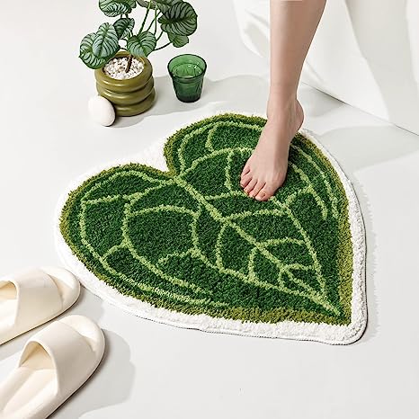 Feblilac Monstera Green Leaf Tufted Bath Mat - view 3