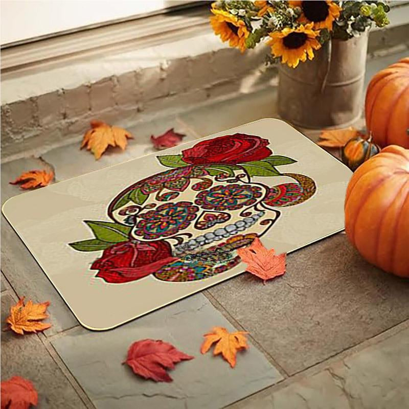 Feblilac  Halloween Rose Ghost Grimace Thriller PVC Coil Door Mat