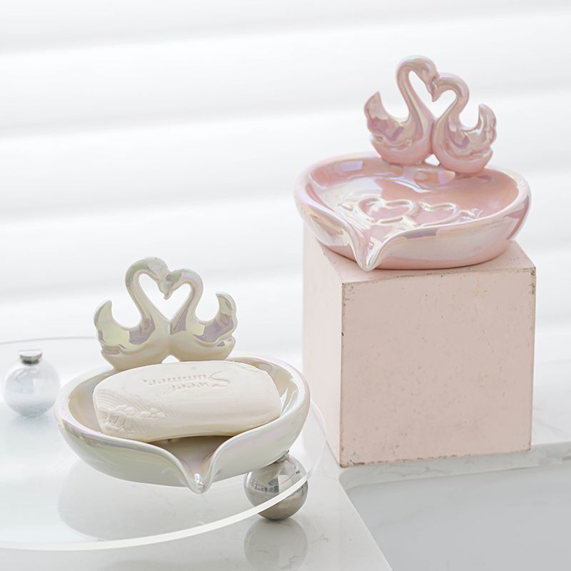 Feblilac Creative Love Swan Ceramic Soap Box