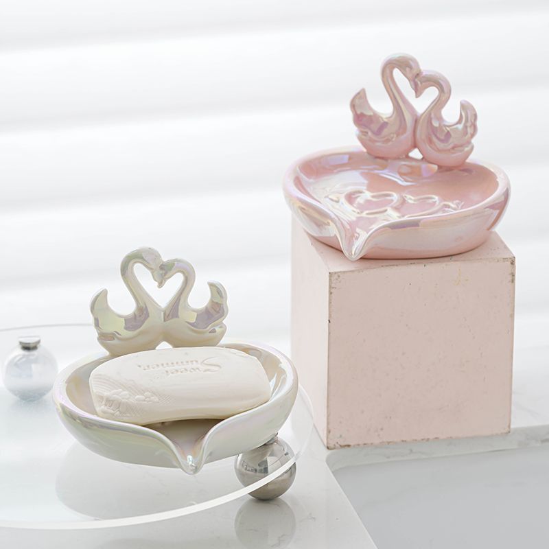 Feblilac Creative Love Swan Ceramic Soap Box - view 2