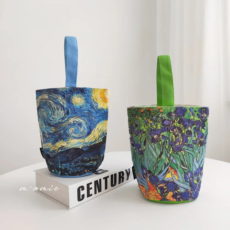 Van Gogh Tote Bag, Small Canvas Bag for Water Bottle