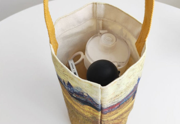 Van Gogh Tote Bag, Small Canvas Bag for Water Bottle