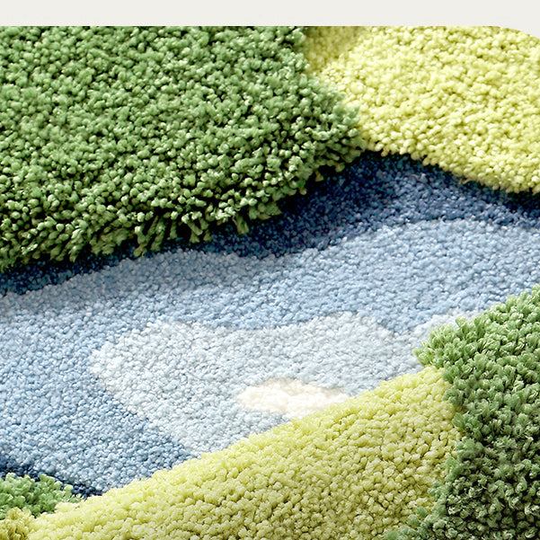 Feblilac Green Forest Moss Bedroom Rug Long Runner - view 3