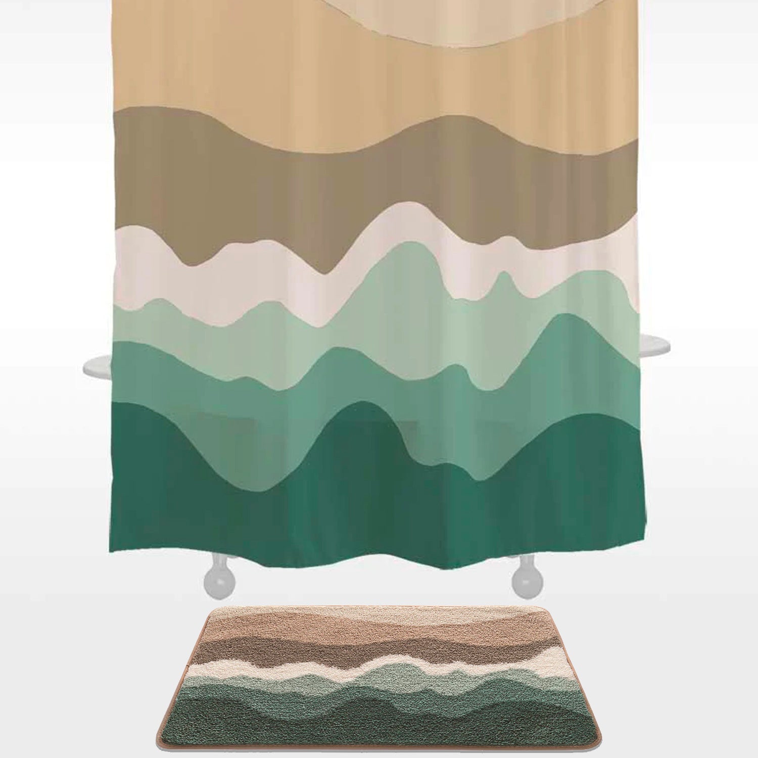 Feblilac Abstract Blue Wave Ocean Shower Curtain