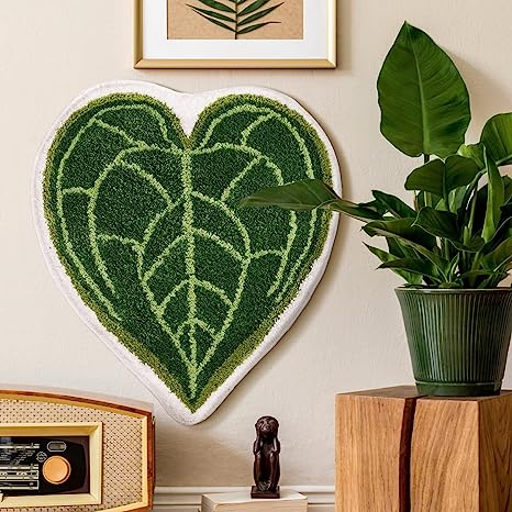 Feblilac Monstera Green Leaf Tufted Bath Mat - view 4
