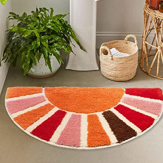 Feblilac Cute Semi-Circular Sun Tufted Bath Mat