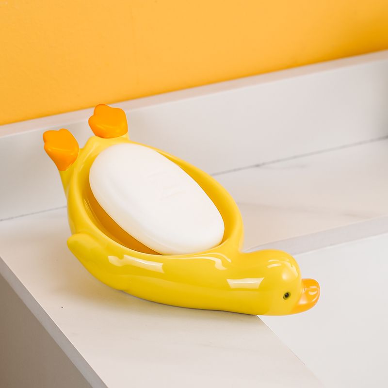 Feblilac Creative Cute Duck Soap Box for Bathroom