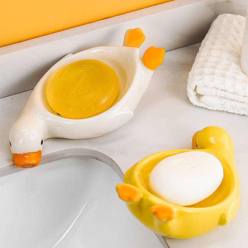 Feblilac Creative Cute Duck Soap Box for Bathroom