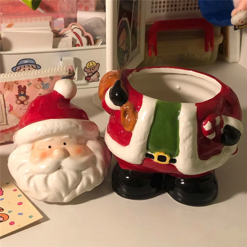 Santa Claus Storage Can, Cute Holiday Home Desk Decor, Ceramic Container