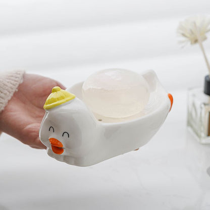 Feblilac Duck Elephant Soap Box for Bathroom