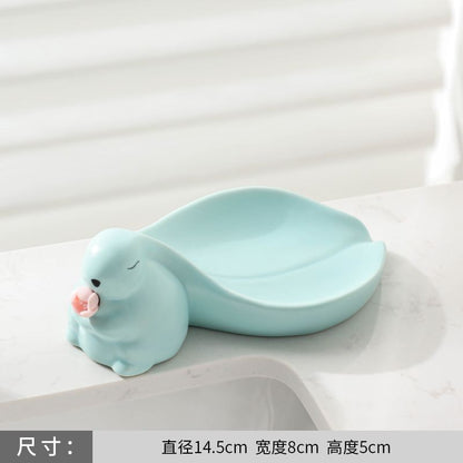 Feblilac Rabbit Soap Box for Bathroom