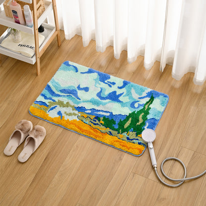 Feblilac Van Gogh Wheat Field Tufted Bath Mat