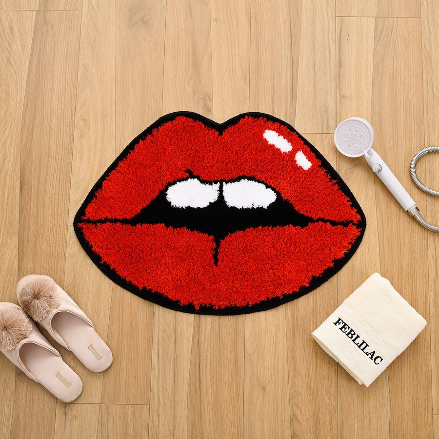 Feblilac Red Lips and White Teeth Tufted Bath Mat - view 2