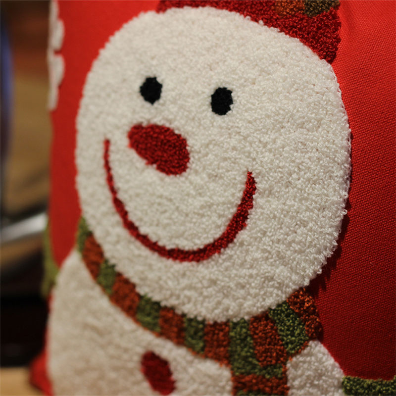 Christmas Snowman Pillow Cushion, Red Holiday Gift Home Decor