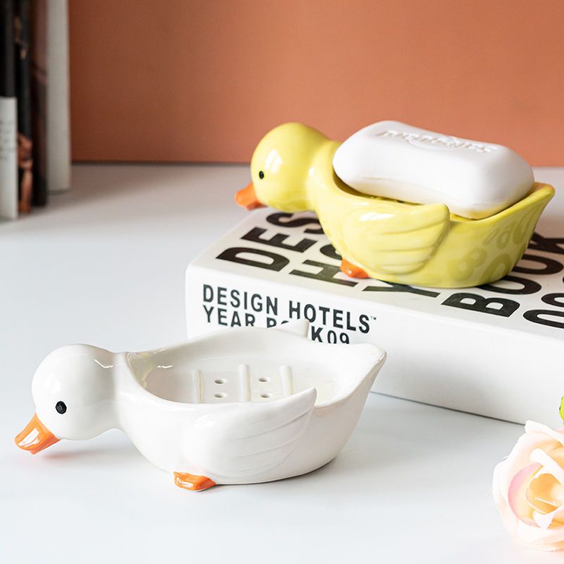 Feblilac Duck Soap Box Household Drain Does Not Accumulate Water Creative Soap Box Bathroom Washstand Soap Box Rack Drain