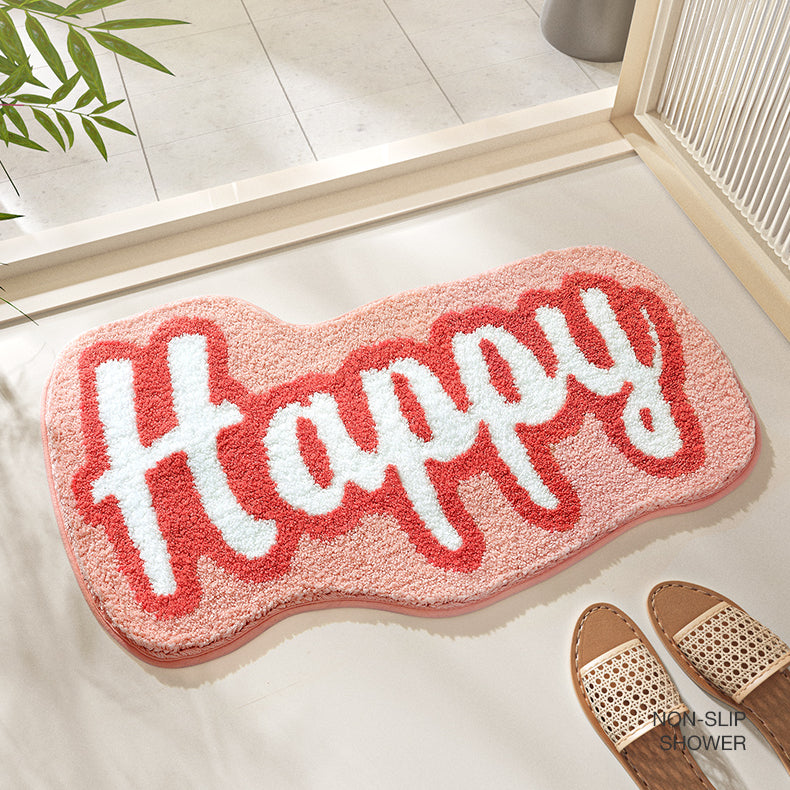 Feblilac Pink Happy Tufted Bath Mat