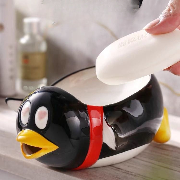 Feblilac penguin Soap Box for Bathroom