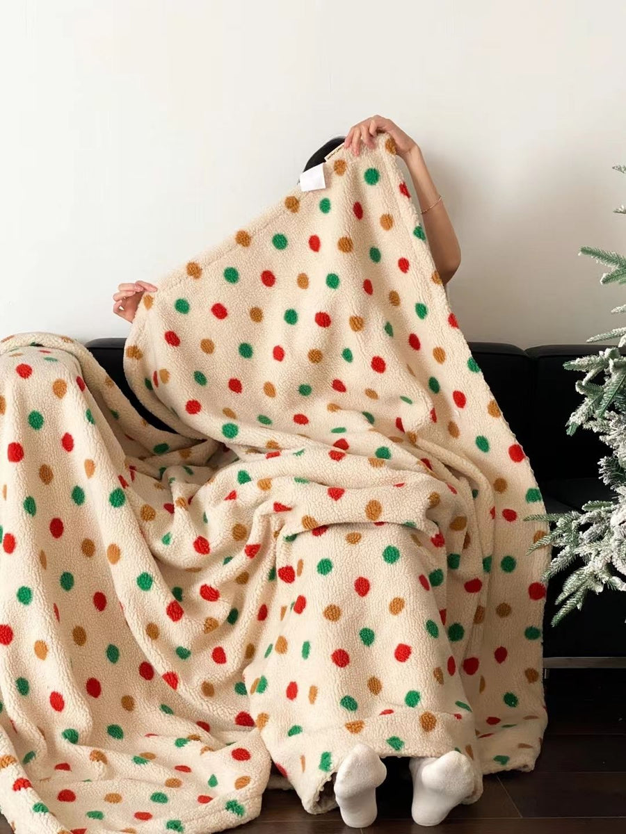 Christmas Polka Dots Blanket, Colorful Holiday Home Sofa Decor - view 3