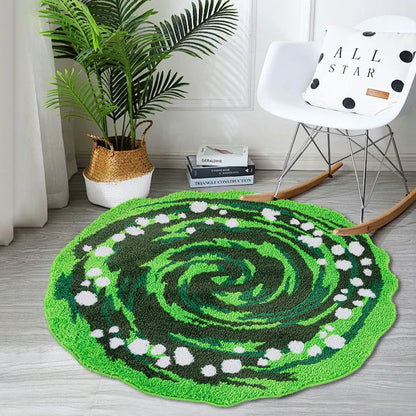 Feblilac Green Swirl Tufted Bath Mat