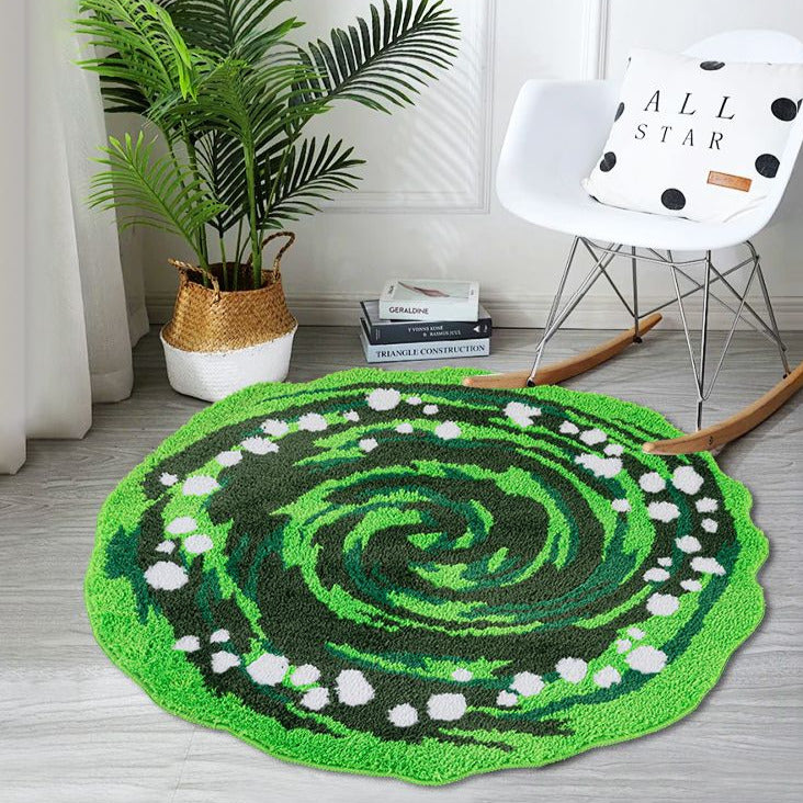 Feblilac Green Swirl Tufted Bath Mat - view 2