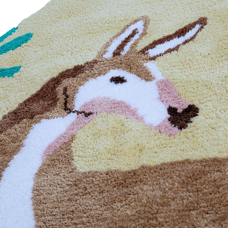 Feblilac Dear Round Area Rug, Cute Animal Mat for Bedroom Bathroom